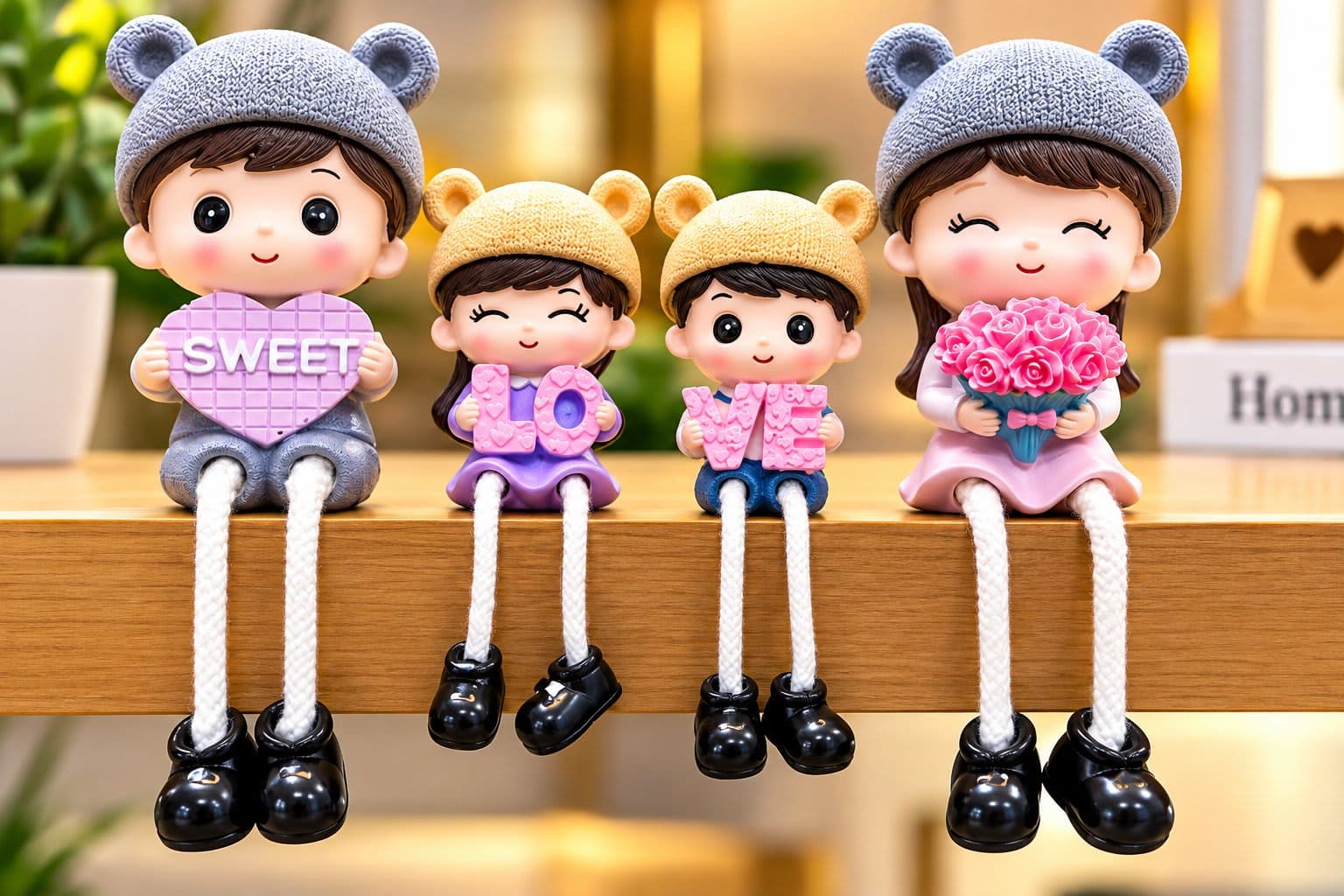 🧸 Cute Hanging Leg Doll Family – Decorative Plush Figurines