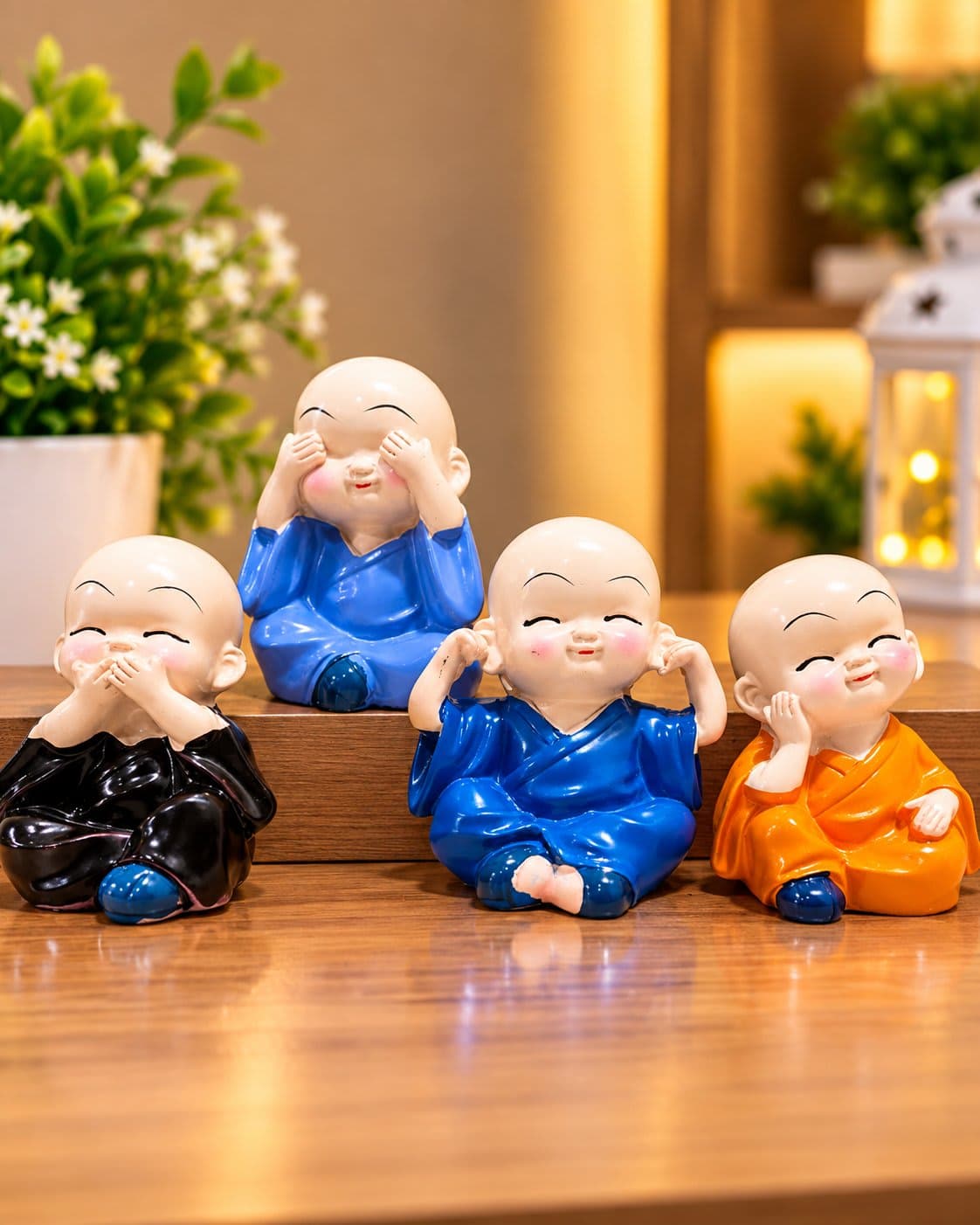 🧘 Cute Monk Meditation Showpiece Set